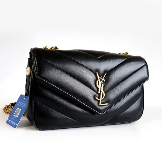 【95新】YSL圣罗兰801437小号黑金羊皮LOULOU链条包单肩包女士140326AK10 商品图3