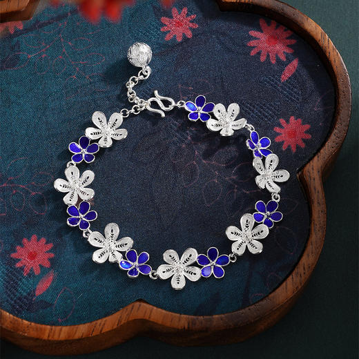子佩集S990银【樱花】手链【WBLSHSL-4】花丝珐琅彩2510 商品图1