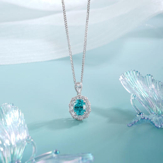 子佩集【蓝悦凝福】S925银套链【PM2221-XF】培育宝石帕拉伊巴蓝碧玺大椭圆2510 商品图4