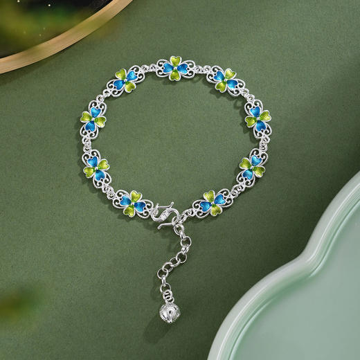 子佩集【四叶清尘】S990银手链【MXSL012】花丝珐琅彩2510 商品图0