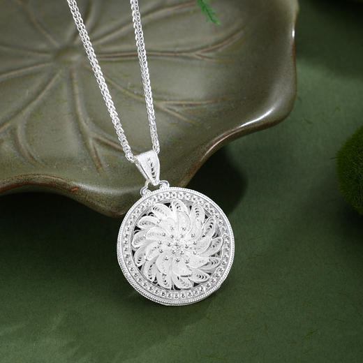 子佩集【莲花顺意】S990银吊坠【QFDZ043】花丝吊坠可旋转（不含链）2510 商品图2