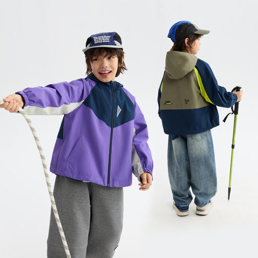 MANHOJIA【软壳风衣】儿童外套早春新款运动撞色户外防水软壳外套 商品图1