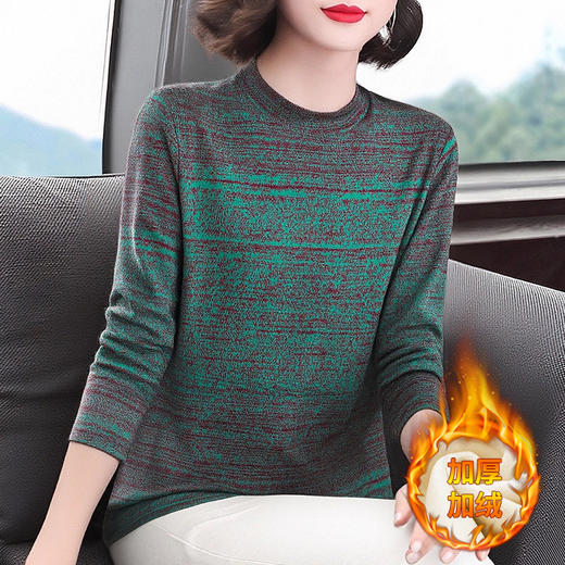 加绒加厚大码德绒打底衫女内搭2025新款长袖上衣妈妈半高领t恤冬 商品图0