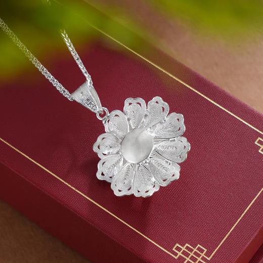 子佩集S990银【团花簇锦】套链【YJJ007】花丝项链2509 商品图6