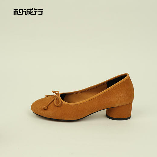 和诚行2026春季新款法式温柔风一脚蹬圆头蝴蝶结中跟单鞋1830060 商品图1