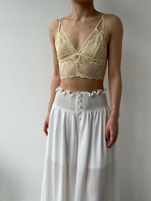 SIJIA｜SS2623 白色高腰收褶阔腿裤 商品图5