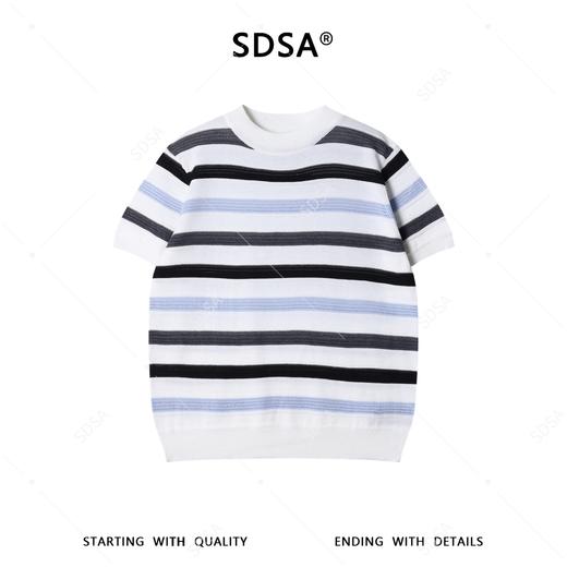 65184SDSA男装2026新款高贵轻奢简约商务撞色条纹圆领短袖T恤百搭上衣 商品图5