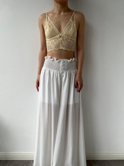 SIJIA｜SS2623 白色高腰收褶阔腿裤 商品图6