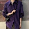 LONGNVFAIR葡萄紫灯芯绒全棉显白衬衫 oversize宽松款 软糯亲肤又有型 显白到发光！ 商品缩略图3
