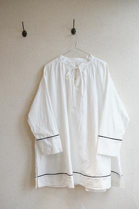 LABORATORY 缝绳装饰的复古长衬衫（黑/白可选）