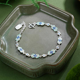 子佩集【四叶喜乐】S990银手链【QFSL018】花丝珐琅彩2510