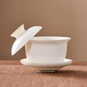 常生源羊脂玉白瓷功夫茶具整套家用盖碗公道杯茶杯泡茶套装 鑫新雅