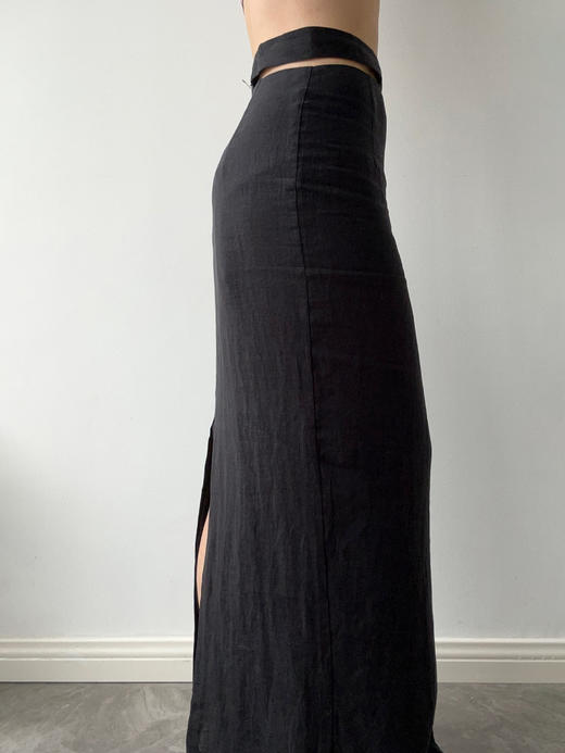 SIJIA｜SS2611 黑色棉麻镂空半裙 商品图7