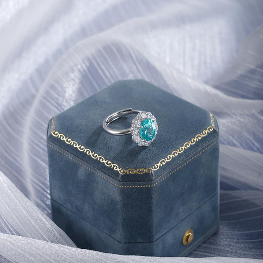 子佩集【湛蓝之恋】S925银戒指【RM0499-XF】培育宝石帕拉伊巴蓝碧玺大号2510 商品图5