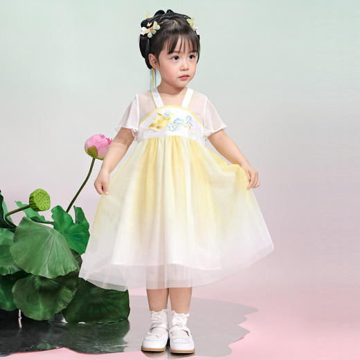 笛莎/Deesha 观山见2026年夏季新款童装女童小荷仙刺绣连衣裙  商品图1