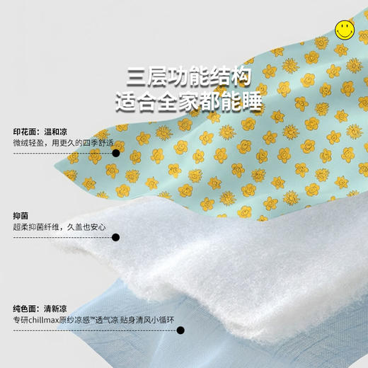 SMILEY 涂鸦小花单面凉冷感被原纱凉感空调被夏凉被凉感印花夏被【本商品不支持用券】 商品图3