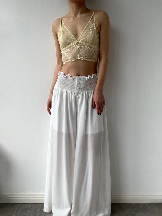 SIJIA｜SS2623 白色高腰收褶阔腿裤 商品图8