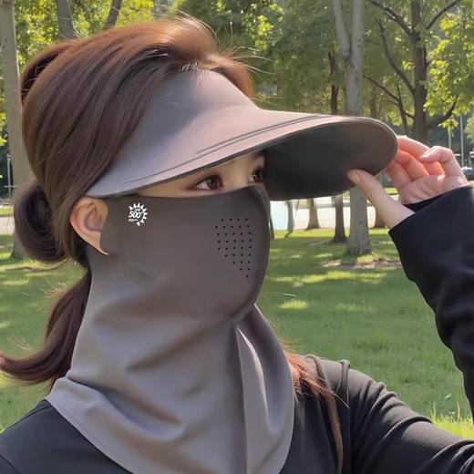 【套装出行！超值2件套】全脸防晒面罩脸基尼 女防紫外线 夏季冰丝骑行遮阳帽子口罩护颈一体 2件套防晒神器 商品图4