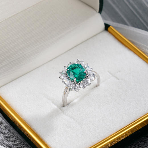 子佩集【翠华】S925银戒指【RM0473-XF】培育宝石祖母绿大号2510 商品图8