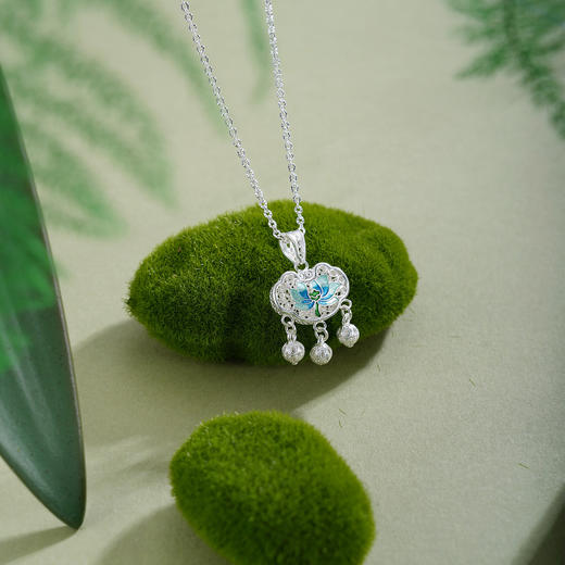 子佩集【莲渡清欢】S990银套链【MXTL033】花丝锁珐琅彩项链2510 商品图3