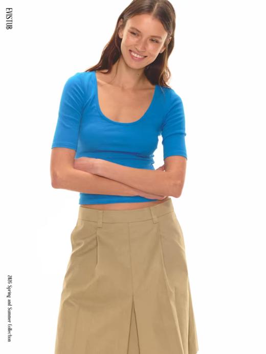 Evistub girls/E-6CDX1816/美式休闲基础U领打底T恤 商品图2