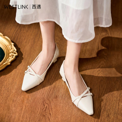 【限时秒杀】西遇浅口高跟单鞋女2026春季新款方头气质通勤时尚细跟玛丽珍女鞋V0466287 商品图2
