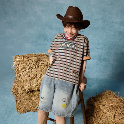 MANHOJIA【星星牛仔裤】儿童牛仔印花裤棉基础款短裤中裤 商品图1