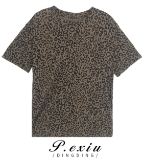03-4潘依绣丁丁宠粉PanYiXiu/潘依绣丁丁  豹纹短袖T恤  P88137