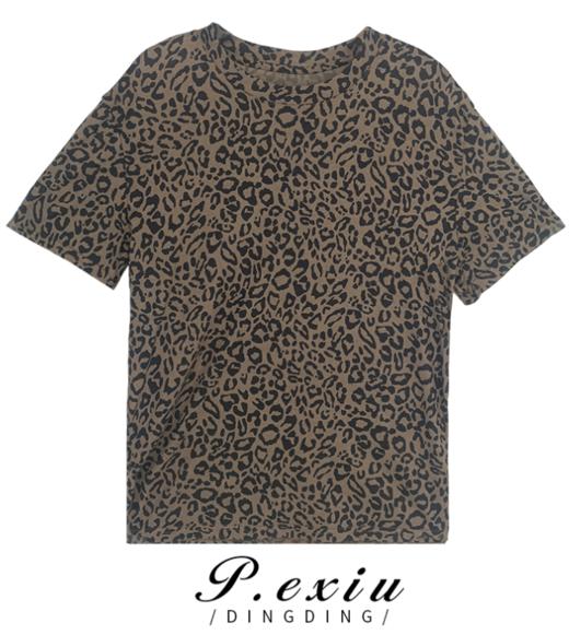 03-4潘依绣丁丁宠粉PanYiXiu/潘依绣丁丁  豹纹短袖T恤  P88137 商品图0