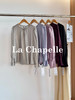 专柜实拍【醋纤丝光感】拉夏贝尔/La Chapelle精致串珠圆领后系带缎光肌理感长袖衬衫气质复古上衣 商品缩略图0