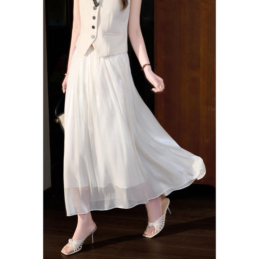 【杏色预售10天】人鱼姬鎏光纱裙 米思阳2026春季新款法式仙气飘逸流光纱裙薄款高腰遮胯沙滩半身裙女1049 商品图7