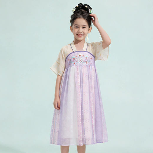 笛莎/Deesha 观山见2026年夏季新款童装女童国风刺绣连衣裙 商品图2