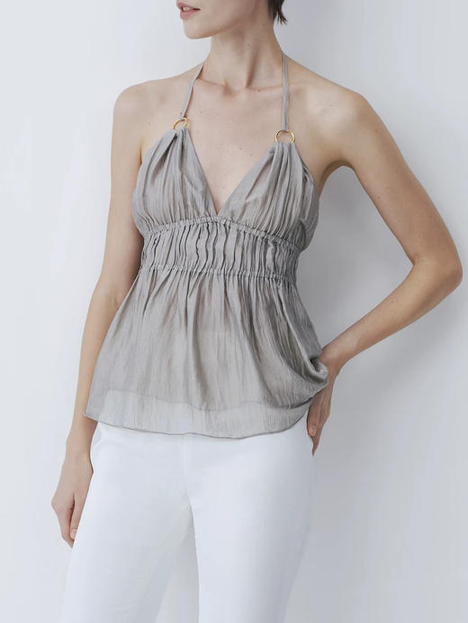 SIJIA｜SS2627 银灰⾦属环挂脖上⾐ 商品图2