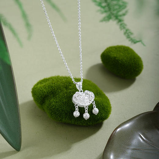 子佩集【莲渡清欢】S990银套链【MXTL033】花丝锁珐琅彩项链2510 商品图6