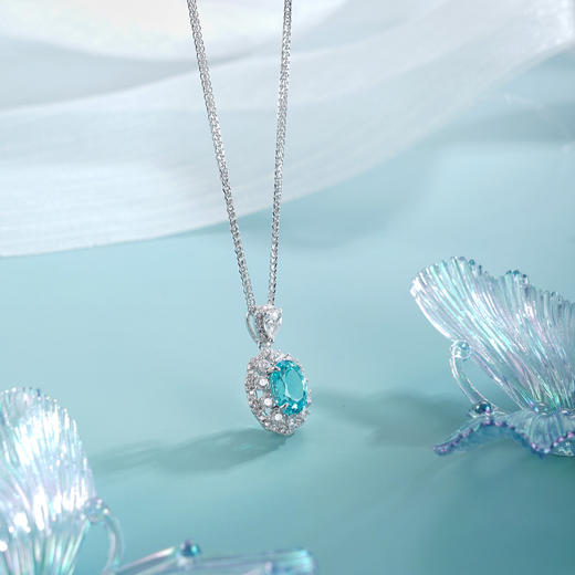 子佩集【蓝悦凝福】S925银套链【PM2221-XF】培育宝石帕拉伊巴蓝碧玺大椭圆2510 商品图5