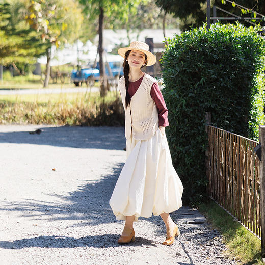 绽放134朵/田野马甲*多种针法拼接肌理纯棉百搭v领针织开襟马夹女 商品图2