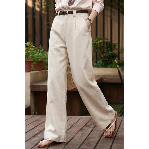 自留好穿 舒适无拘亚麻裤 米思阳2026春新款老钱风天丝亚麻慵懒感阔腿裤长裤女1123/1164 商品图3