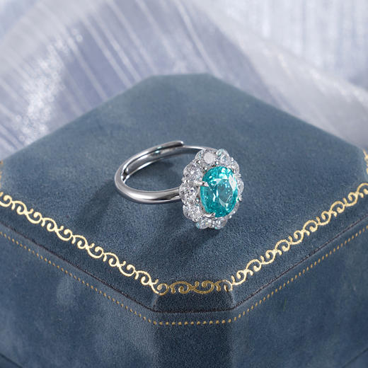 子佩集【湛蓝之恋】S925银戒指【RM0499-XF】培育宝石帕拉伊巴蓝碧玺大号2510 商品图6