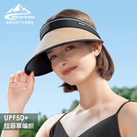 【大帽檐更防晒，可卷收纳】夏季拉菲草防晒空顶帽 防晒UPF50+ 草编+黑胶双层防晒 大帽檐 头围可调 时尚百搭