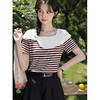 鹿向南「夏日晚风」法式甜美风条纹短袖T恤女夏新款别致小众上衣 商品缩略图1