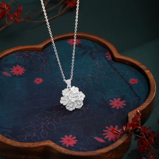 子佩集【繁花簇锦】S990银套链【QFTL014】花丝双面立体花朵项链2510 商品图0