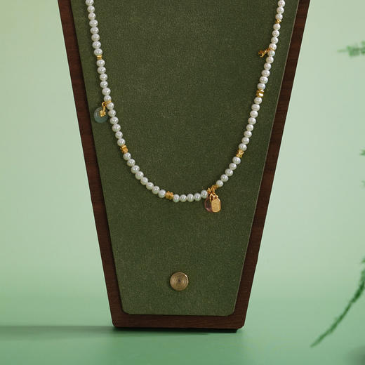 子佩集【福乐共生】银S925珍珠AOYA奥雅项链【QNX0015】3mm珠大吉镀金平安扣2512 商品图1