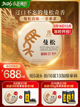 2026年春茶【曼松】古树茶，易武茶区曼松古茶园核心茶地纯料古树茶357克普洱生茶