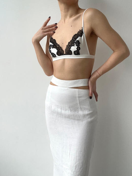 SIJIA｜SS2610 白色棉麻镂空半裙 商品图6