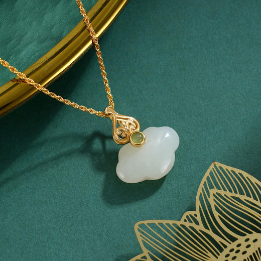 子佩集S925银【诗云】和田玉套链项链【WSB7804】镀金和田玉2509 商品图5