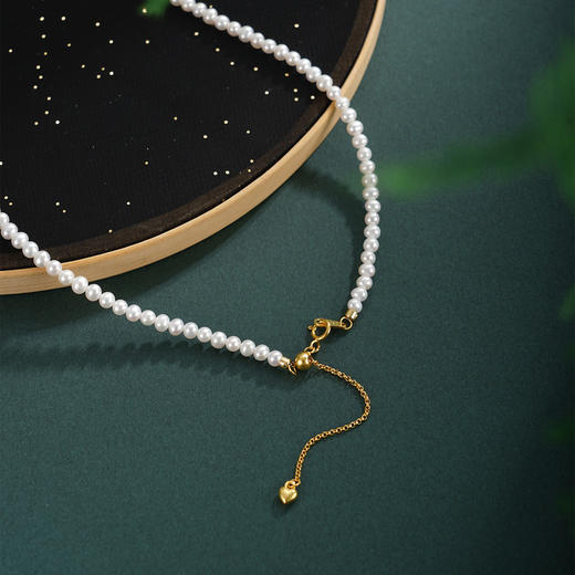 子佩集【翠纳福祥】银S925珍珠AOYA奥雅项链【QNX0017】3mm珠纳福碧玉镀金2512 商品图4