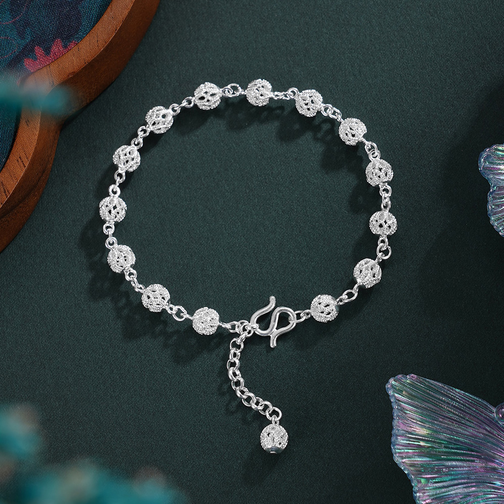 子佩集S990银【白水鉴心】手链【QFSL008】花丝2510