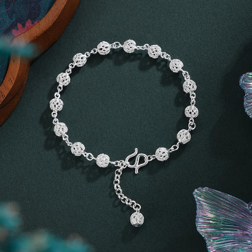 子佩集S990银【白水鉴心】手链【QFSL008】花丝2510 商品图0