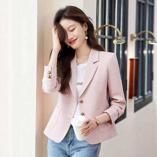 「自」全新升级【铂金会员174/天猫229/差价55】(13559)洛诗琳气质通勤小西装外套女2026春季新款高级感翻领短外套 商品图1