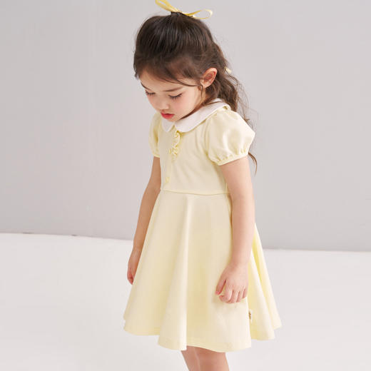 笛莎/Deesha 松饼熊2026年夏季新款童装女童甜美学院风翻领针织短袖连衣裙 商品图2